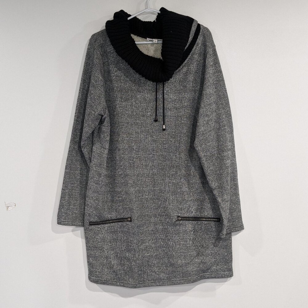 Cleo Gray and Black Cowl Neck Sweatshirt
